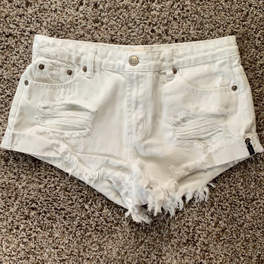 Impressions White Ripped Short Shorts